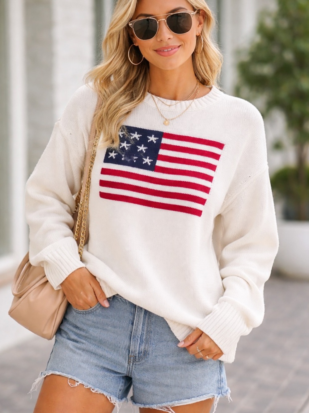 New w/ tags!Mighty Fine Red, White & Navy Knit Flag Sweater